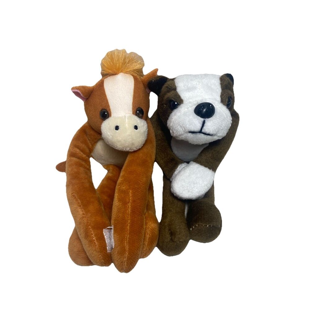 Oriental Trading Horse and Puppy Plush Long Arms Lot of 2 Mini Stuffed Animals